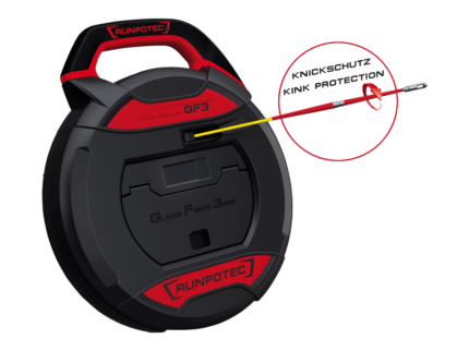 RUNPOTEC GF3 Kablo Çekme Cihazı, Fiberglas Çubuk Ø 3 mm , 9 - 45 mm boru iç çapı için - 10196