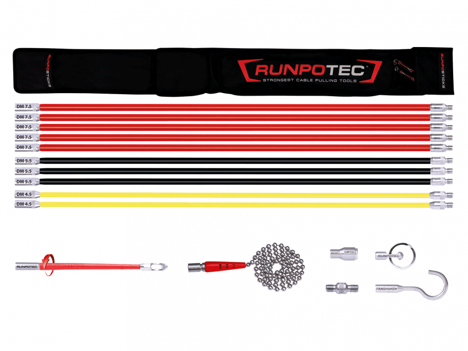 RUNPOTSTICKS standart paket (17-parça) kablo çekme yardımcısı için kılavuzsuz hatlar RUNPOTEC RUNPOTSTICKS Standard Paket (17-parça) Kabeleinziehhilfe için kılavuzsuz hatlar - 10016